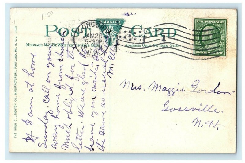 1911 Concord NH, Pleasant View Mary Baker Eddy Residence Fountain Postcard 