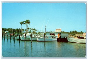 c1950 Boynton Beach Yacht Basin Harbor Dock Boats Boynton Beach Florida Postcard