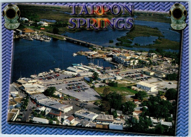 c1990s Tarpon Springs, FL Aerial Harbor City Sights Chrome Large Postcard A255