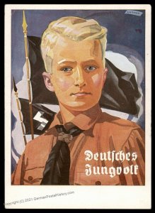 3rd Reich Germany 1933 Hitler Youth HJ Deutsches Jungvolk Propaganda Card 100275