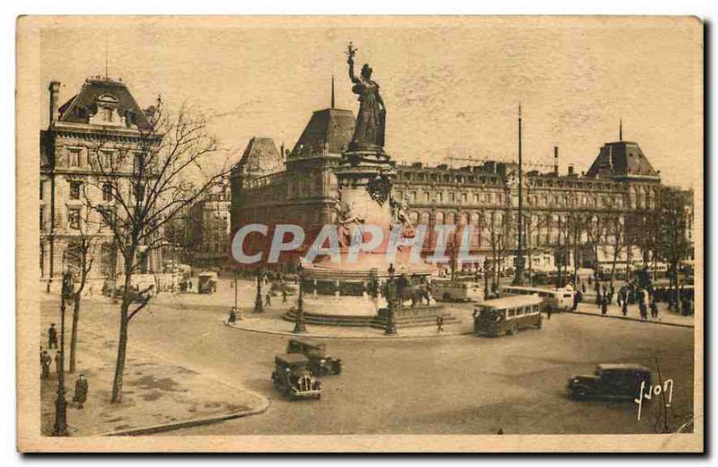 Old Postcard Paris Strolling Place de la Republique