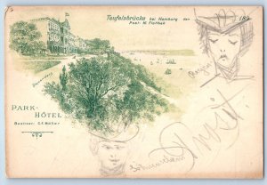 Germany Postcard Park Hotel Devil's Bridge near Hamburg 1898 Hand Drawn Art