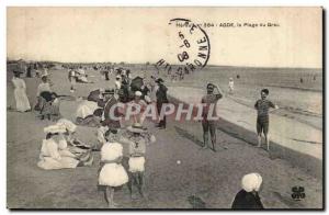 Agde Old Postcard Beach Grau