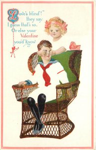 Postcard Valentines Day Fade-Away Gibson Art Co. Love Is Blind, Children