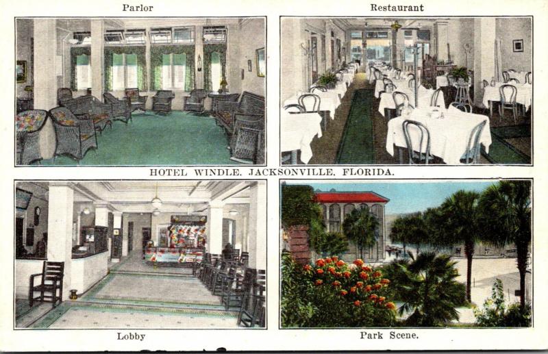 Florida Jacksonville Hotel Windle Parlor Restaurant Lobby and Park Scene