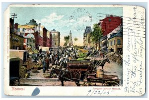 1905 Jacques Cartier Market Montreal Quebec Canada Antique Posted Postcard