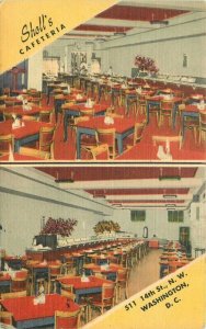 1940s Sholll's Cafeteria Washington DC MWM roadside Postcard 21-1475