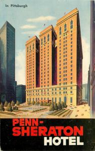 Penn Sheraton Hotel Pittsburgh Pennsylvania PA pm, 1957 Postcard