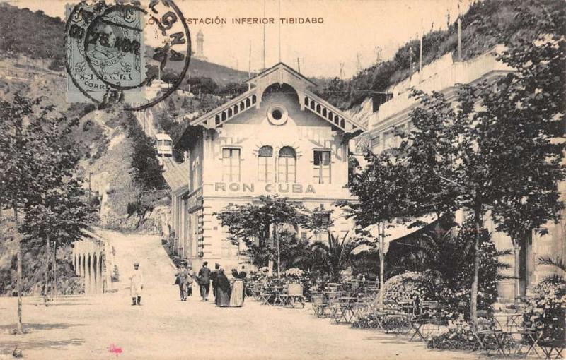 Barcelona Spain Restaurant Patio Mt Tibidabo Antique Postcard K10995