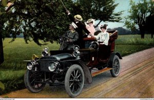 Romantic Couples In Antique Car