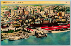 Aerial View New Orleans Louisiana LA Linen Postcard J5