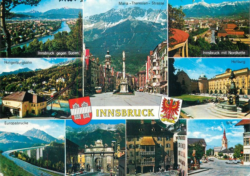 Austria Postcard Innsbruck crests heraldic items different aspects