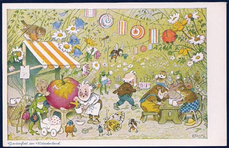 'Wonderland Garden Party' Fantasy Characters Unused c1930s