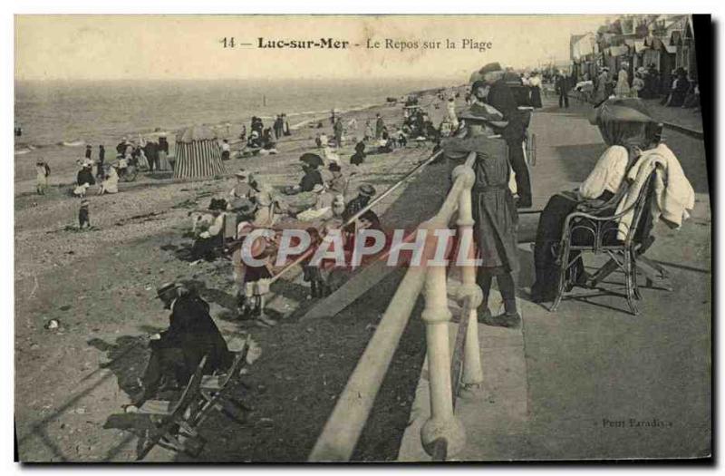 Old Postcard Luc Sur Mer Rest On the Beach