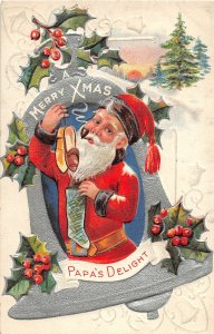 J6/ Santa Claus Christmas Postcard c1910 Nash Silver Holly 83