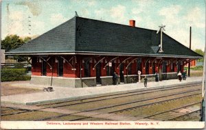 Delaware Lackawanna & Western Railroad Station, Waverly NY c1910 Postcard Q79