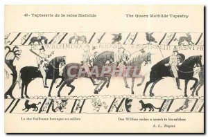 Old Postcard Queen Bayeux Tapestry Mathide Duke William harangue his soldiers