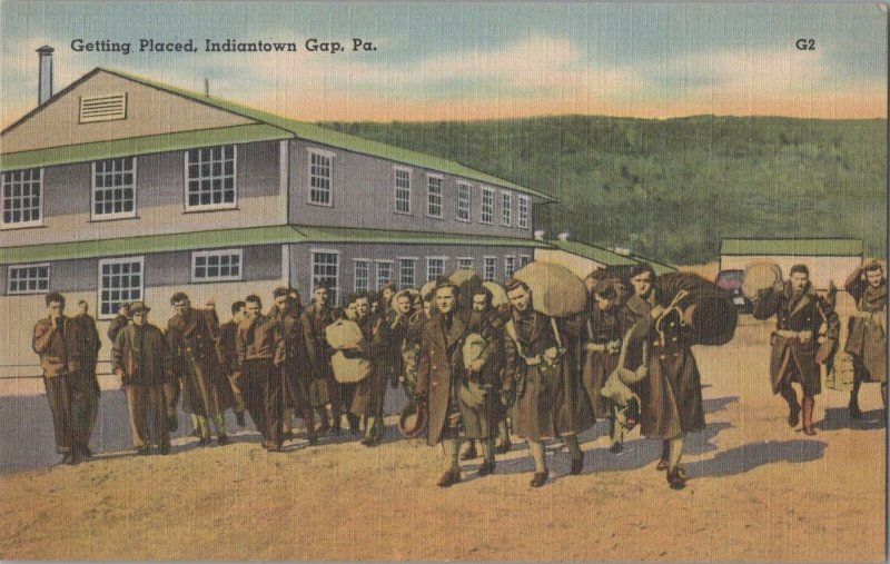 Postcard Getting Placed Indiantown Gap PA