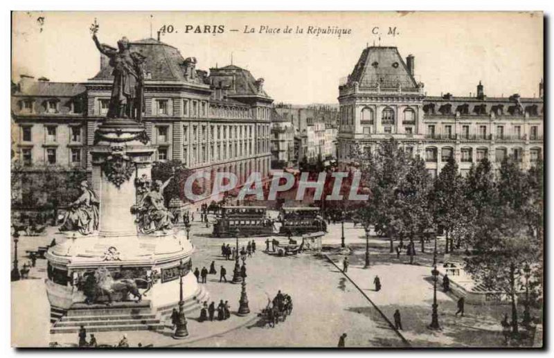 Old Postcard Paris Place de la Republique