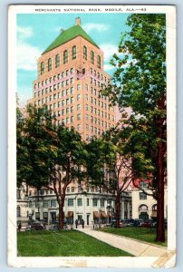 Mobile Alabama AL Postcard Merchants National Bank Building Exterior 1935 Posted