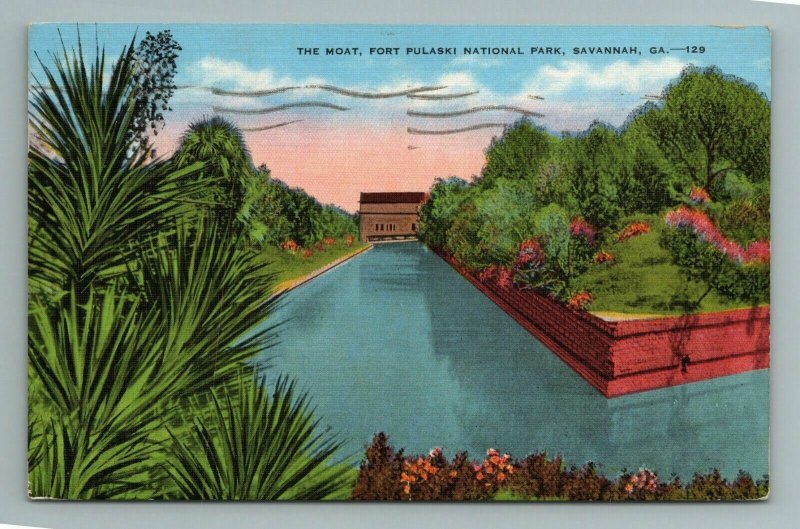 Fort Pulaski Moat Park Savannah GA Postcard 