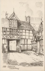 Shrewsbury Old Gatehouse Shropshire England Sketch Postcard G19