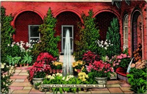 Bellingrath Gardens Patio Mobile Alabama AL Linen Postcard A5