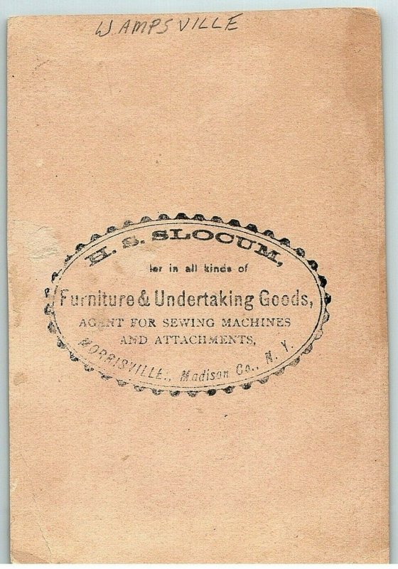 H S Slocum Furniture & Undertaking Victorian Trade Card Morrisville New York 