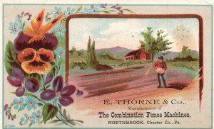 1880s-90s E. Thorne & Co. The Combination Fence Machine Northbrook Trade Card