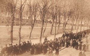 Vintage Postcard 1910's Crowded Group of People Gather Together near the Trees