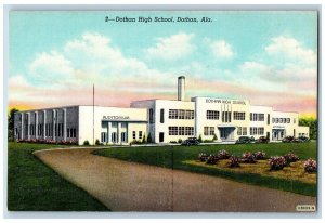 Dothan Alabama Postcard Dothan High School Exterior View Building c1940 Vintage