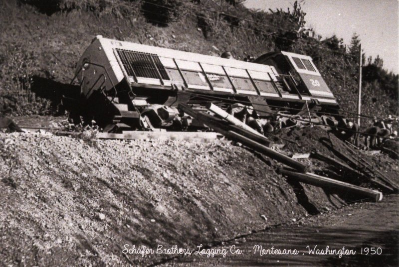 WA - Montesano.. Train Wreck, 1950. Schafer Bros. Logging Co.  (5.75 X 4 Ph...
