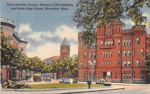 View showing Armory, Women's Club Building, & North High School Worcester, Ma...