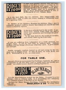 1880s Woolrich & Co. Ridge's Food For Infants Babies Cute Child & Bottle F137