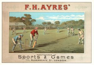 Vintage Postcard FH Ayres' Sports & Games Cricket Series Aldersgate LDN