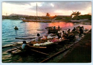 ZAMBOANGA, PHILIPPINES ~ Muslim Samal CORAL PEDDLERS 1972 Dusk ~ 4x6 Postcard