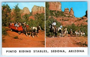SEDONA, AZ Arizona ~ Coconino County PINTO RIDING STABLES 1971 Horses Postcard