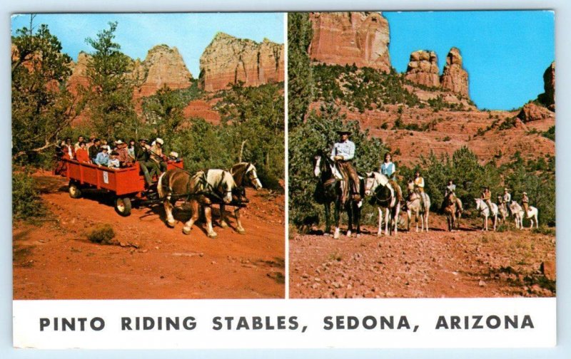 SEDONA, AZ Arizona ~ Coconino County PINTO RIDING STABLES 1971 Horses Postcard