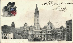 USA City Hall Philadelphia Arthur Livingston Vintage Postcard 03.59 