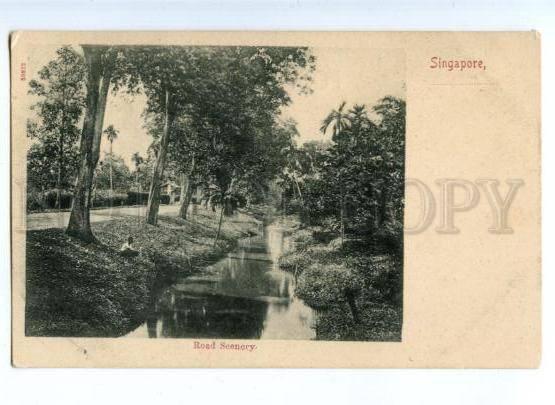 172159 SINGAPORE Road Scenery Vintage postcard