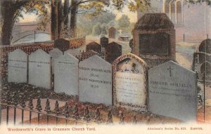 CUMBRIA, UK England WORDSWORTH'S GRAVE~Grasmere Church Cemetery c1910's Postcard