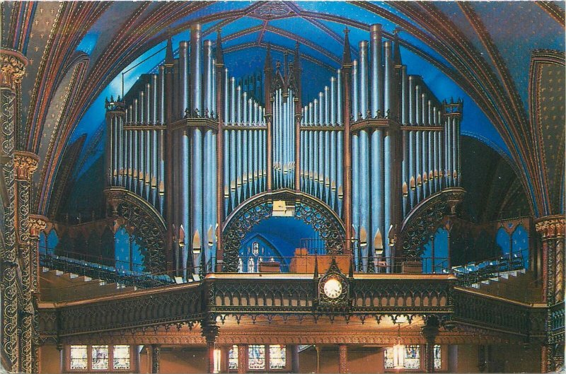 Postcard Canada Montreal Notre Dame Basilica Organs detail view