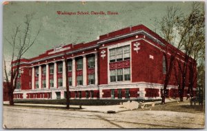 1911 Washington School Danville Illinois IL Campus Building Posted Postcard