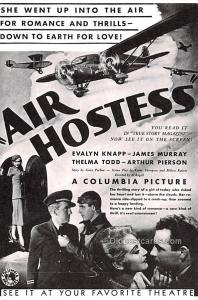 Air Hostes, Columbia Picture Movie Star Actor Actress Film Star Unused 