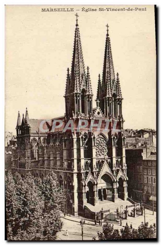 Old Postcard Marseille L & # 39Eglise St. Vincent de Paul