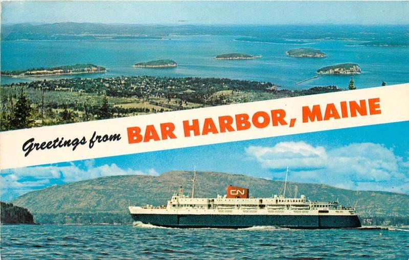 BAR HARBOR MAINE POCUPINE ISLAND FRENCHMAN'S BAY BLUENOSE NOVA SCOTIA POSTCARD