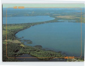 Postcard Aerial view of Lake Sallie and Lake Melissa, Detroit Lakes, Minnesota