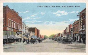 Main Street Looking East West Frankfort Illinois 1920s postcard