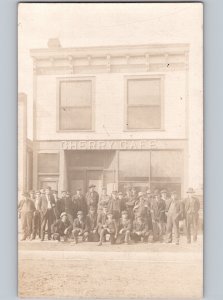c1910 Occupational Group Employees CHERRY CAFE Small Town Diner RPPC Real Photo