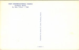 First Congregational Church Fryeburg Maine ME Postcard VTG UNP Vintage Unused 